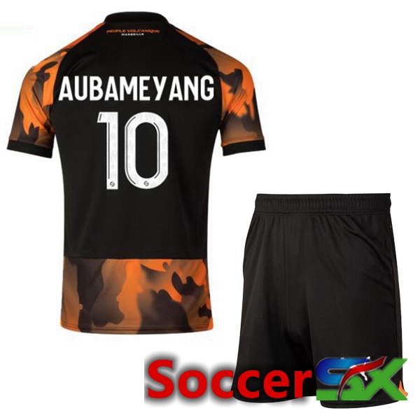 Marseille OM (AUBAMEYANG 10) Kids Soccer Jersey Third Black Yellow 2023/2024