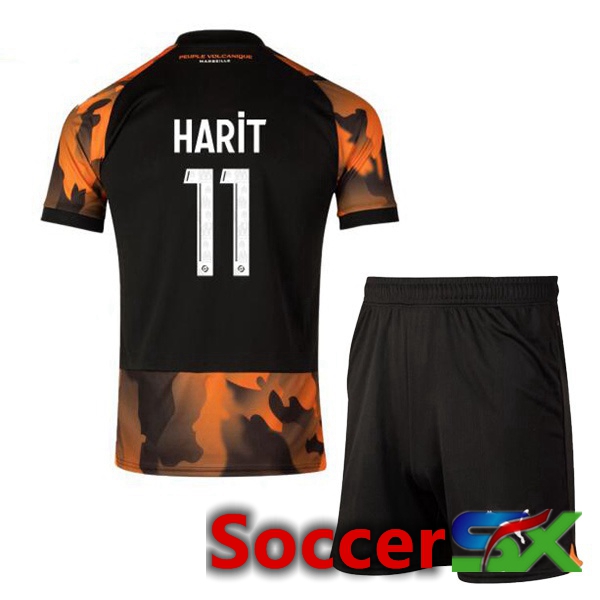 Marseille OM (HARIT 11) Kids Soccer Jersey Third Black Yellow 2023/2024