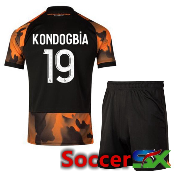 Marseille OM (KONDOGBIA 19) Kids Soccer Jersey Third Black Yellow 2023/2024