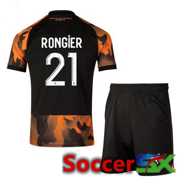 Marseille OM (RONGIER 21) Kids Soccer Jersey Third Black Yellow 2023/2024