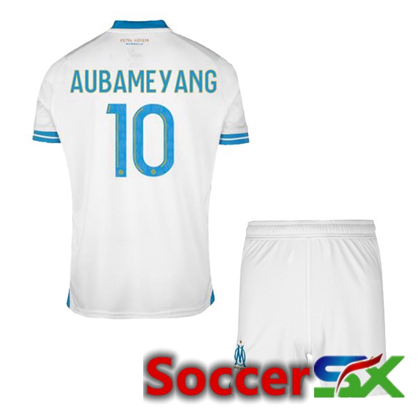 Marseille OM (AUBAMEYANG 10) Kids Soccer Jersey Home White 2023/2024