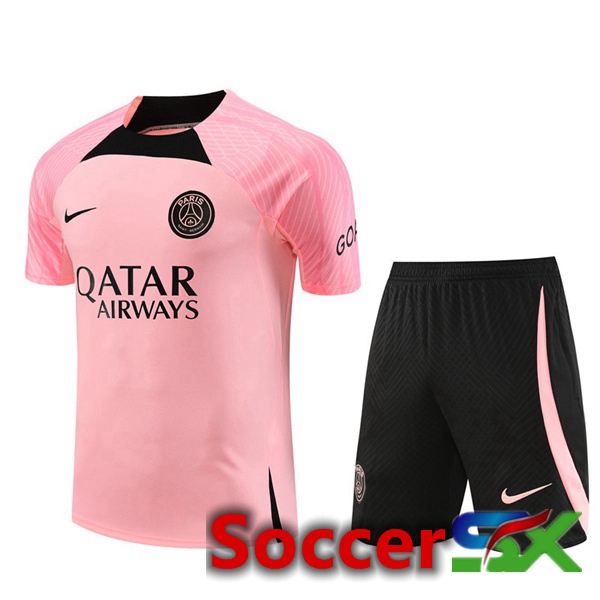 Paris PSG Training T Shirt + Shorts Pink 2023/2024