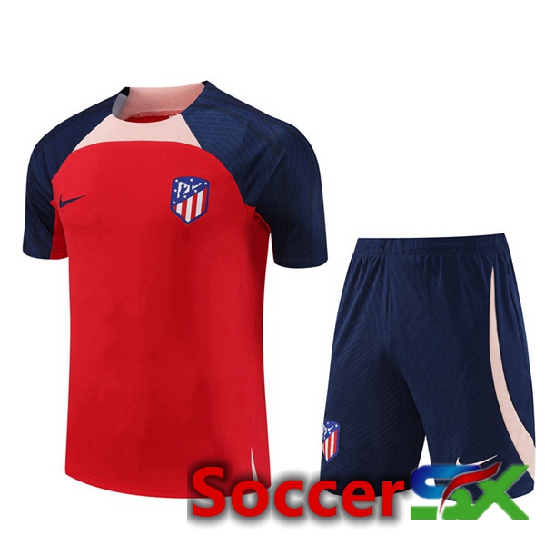 Atletico Madrid Training T Shirt + Shorts Red 2023/2024