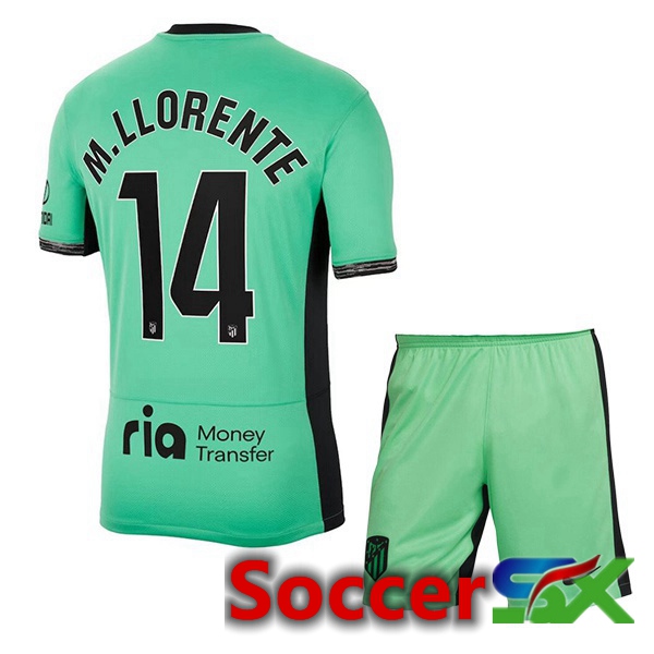 Atletico Madrid (M. Llorente 14) Kids Soccer Jersey Third Green 2023/2024