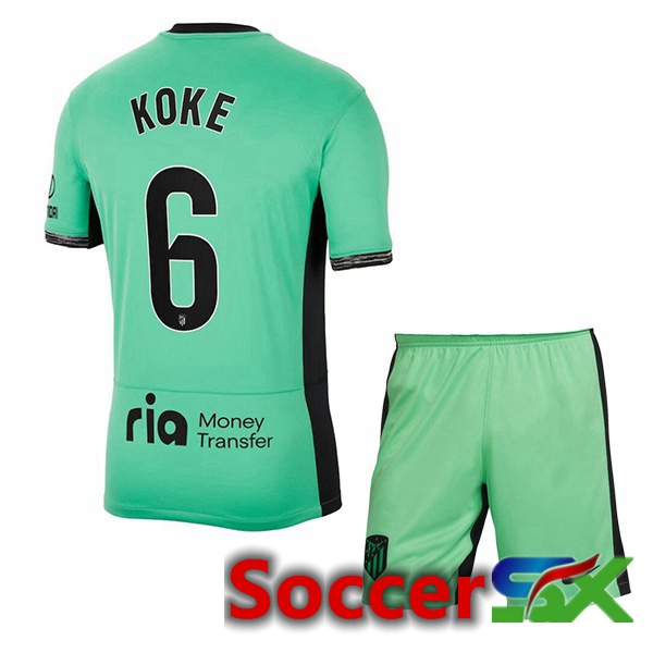 Atletico Madrid (Koke 6) Kids Soccer Jersey Third Green 2023/2024