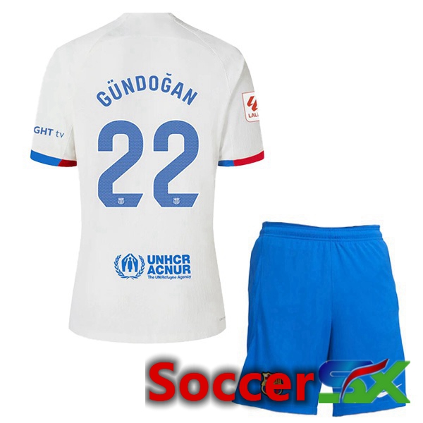 FC Barcelona (GÜNDOĞAN 22) Kids Soccer Jersey Away White 2023/2024