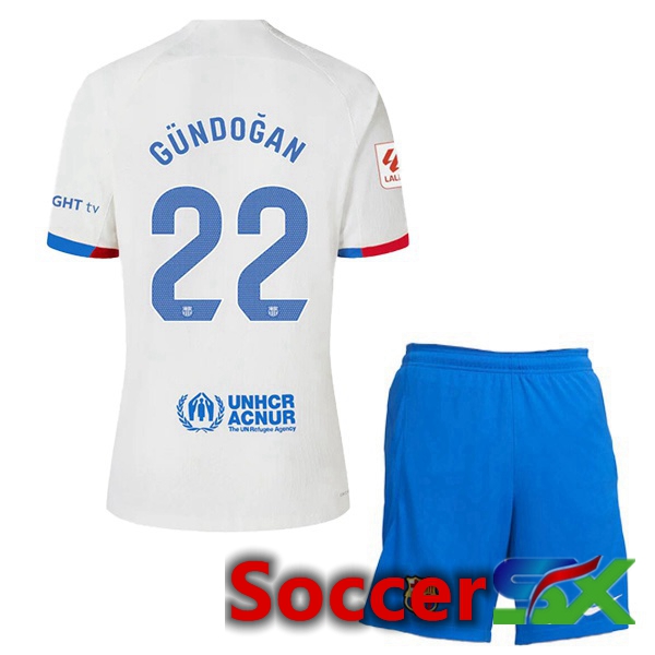 FC Barcelona (GÜNDOĞAN 22) Kids Soccer Jersey Away White 2023/2024