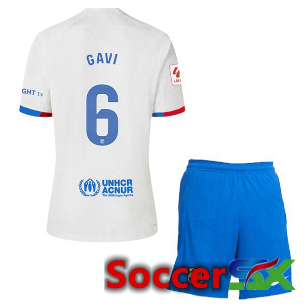 FC Barcelona (GAVI 6) Kids Soccer Jersey Away White 2023/2024