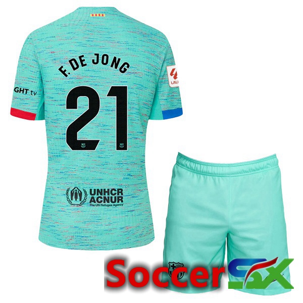 FC Barcelona (F. De JONG 21) Kids Soccer Jersey Third Green 2023/2024