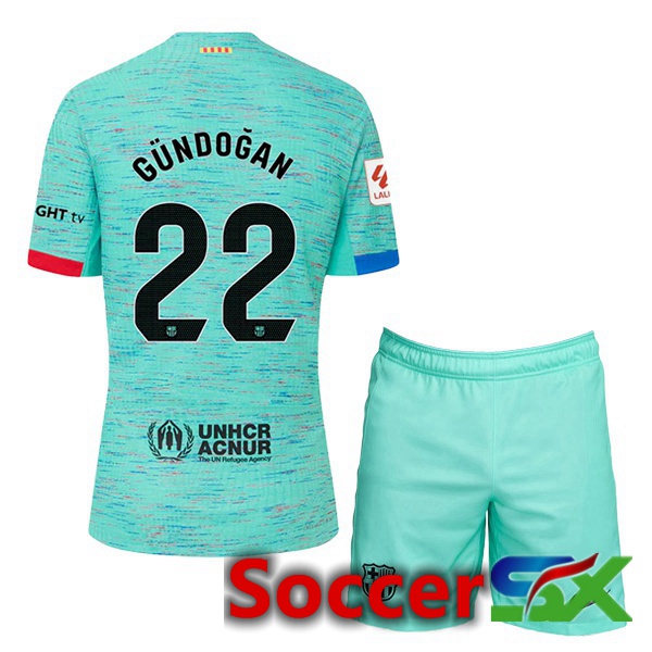 FC Barcelona (GÜNDOĞAN 22) Kids Soccer Jersey Third Green 2023/2024