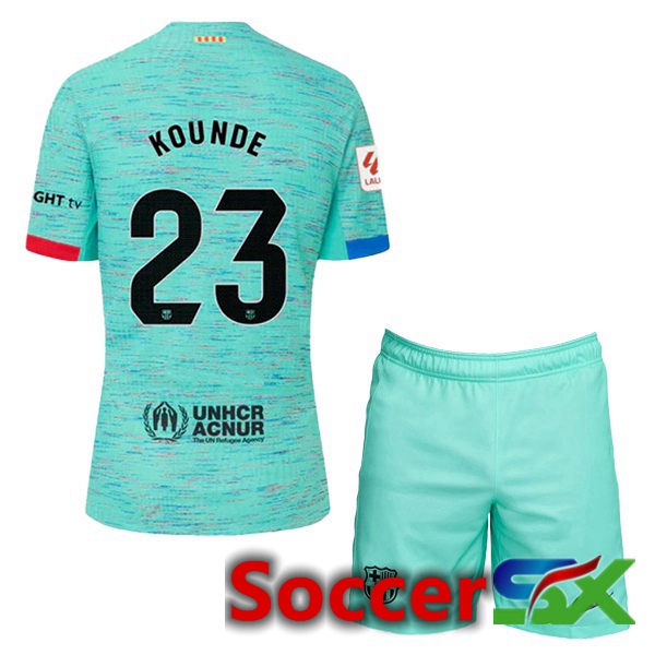 FC Barcelona (KOUNDE 23) Kids Soccer Jersey Third Green 2023/2024