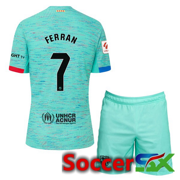 FC Barcelona (FERRAN 7) Kids Soccer Jersey Third Green 2023/2024