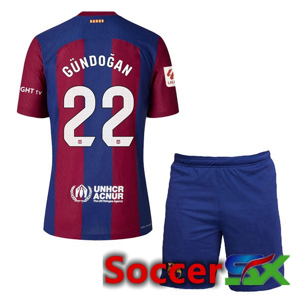 FC Barcelona (GÜNDOĞAN 22) Kids Soccer Jersey Home Blue Red 2023/2024