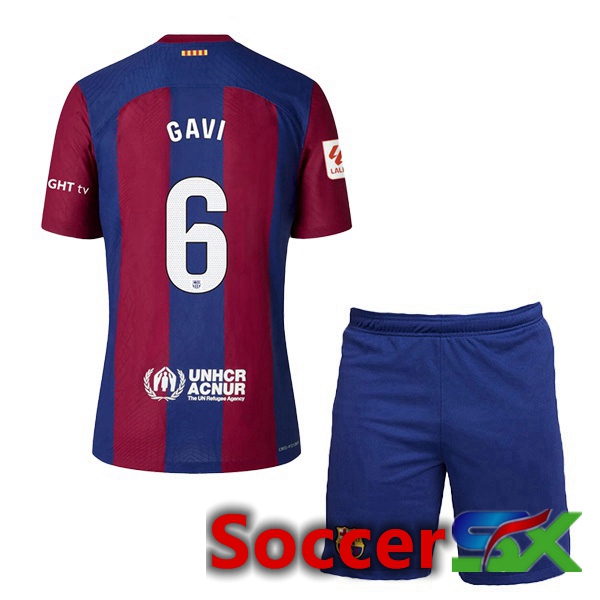 FC Barcelona (GAVI 6) Kids Soccer Jersey Home Blue Red 2023/2024