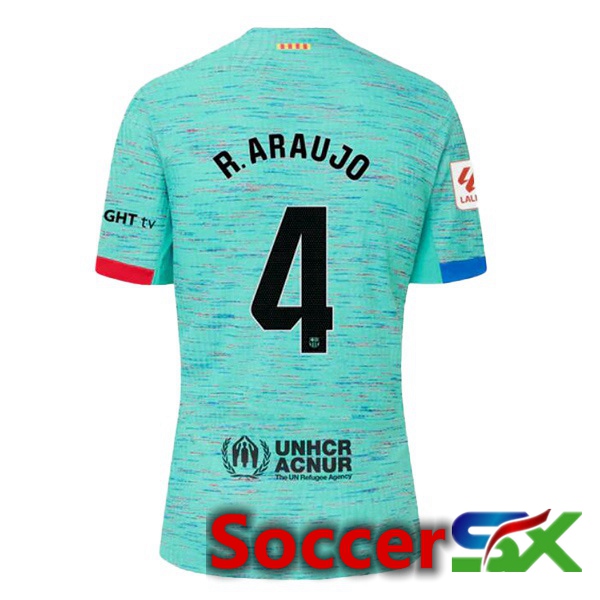 FC Barcelona (R. ARAUJO 4) Soccer Jersey Third Green 2023/2024