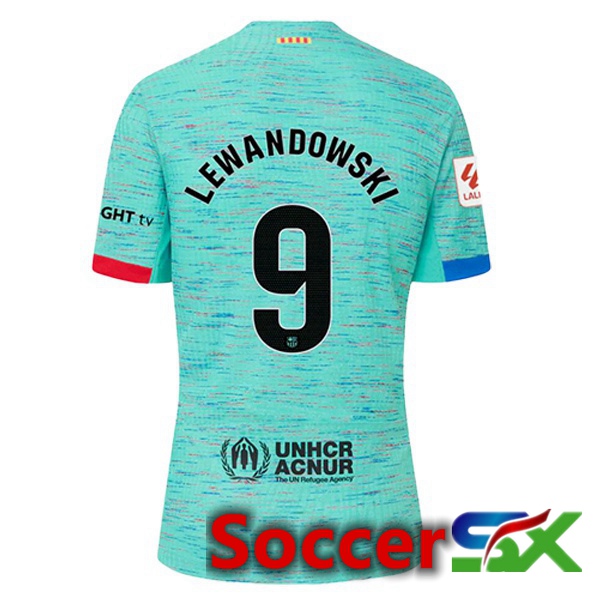 FC Barcelona (LEWANDOWSKI 9) Soccer Jersey Third Green 2023/2024