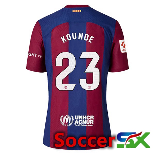 FC Barcelona (KOUNDE 23) Soccer Jersey Home Blue Red 2023/2024