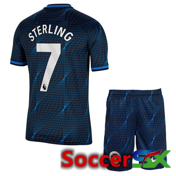 FC Chelsea (Sterling 7) Kids Soccer Jersey Away Blue 2023/2024