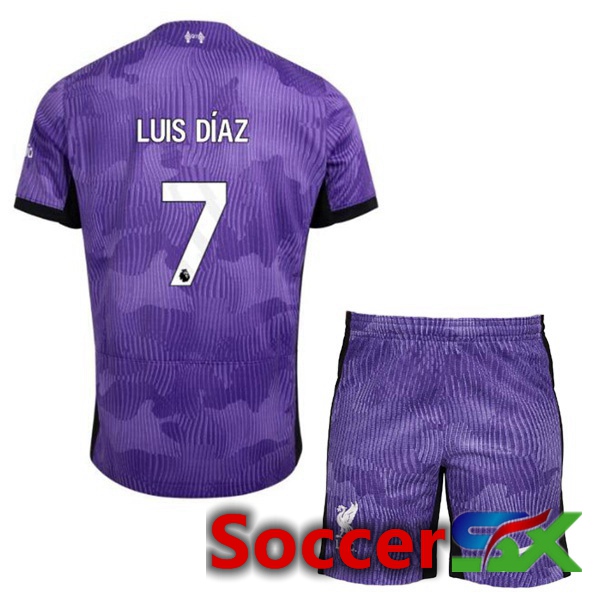 FC Liverpool (LUIS DÍAZ 7) Kids Soccer Jersey Third Purple 2023/2024