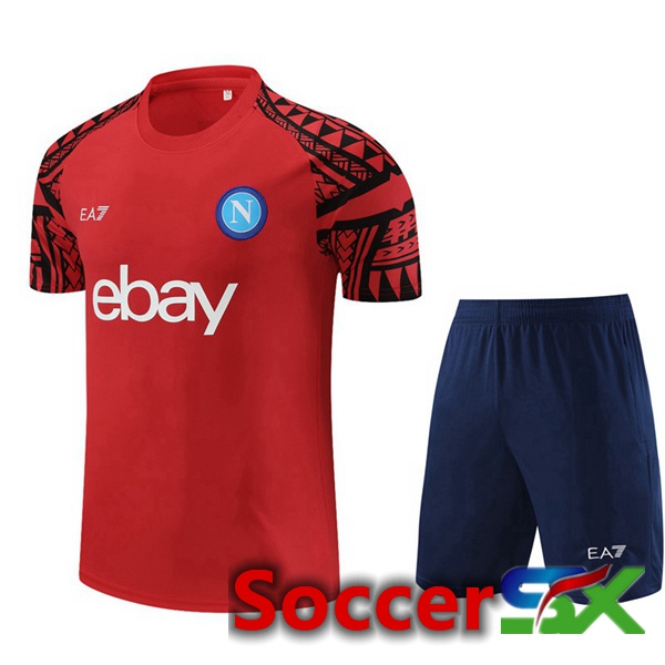 SSC Napoli Training T Shirt + Shorts Red 2023/2024