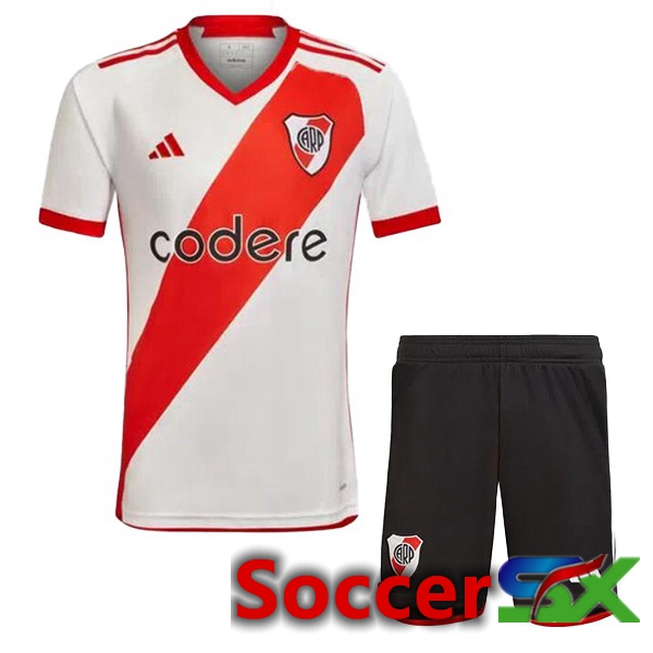 River Plate Kids Soccer Jersey Home Red White 2023/2024