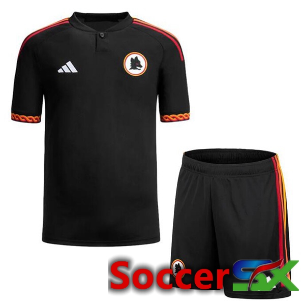 AS Roma Kids Soccer Jersey Third Black 2023/2024