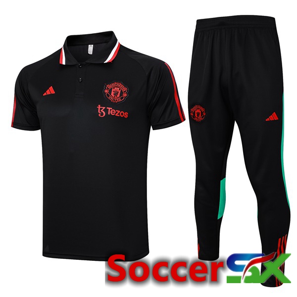 Manchester United Soccer Polo + Pants Black 2023/2024