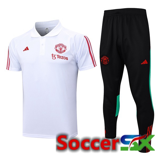 Manchester United Soccer Polo + Pants White 2023/2024