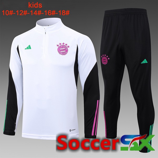 Bayern Munich Kids Training Tracksuit Suit White 2023/2024