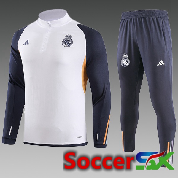 Real Madrid Kids Training Tracksuit Suit White 2023/2024