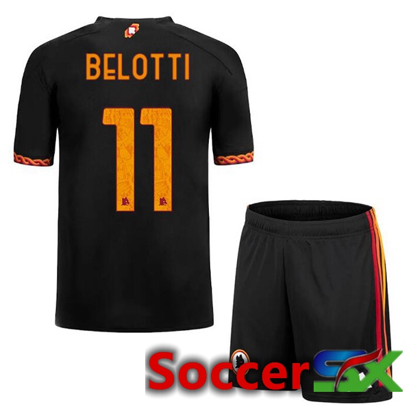 AS Roma (BELOTTI 11) Kids Soccer Jersey Third Black 2023/2024