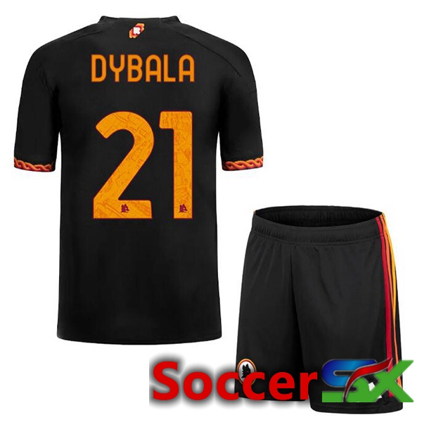 AS Roma (DYBALA 21) Kids Soccer Jersey Third Black 2023/2024