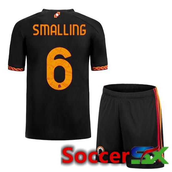 AS Roma (SMALLING 6) Kids Soccer Jersey Third Black 2023/2024