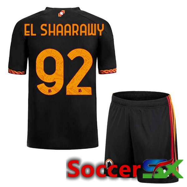 AS Roma (EL SHAARAWY 92) Kids Soccer Jersey Third Black 2023/2024