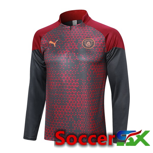 Manchester City Training Sweatshirt Red Grey 2023/2024