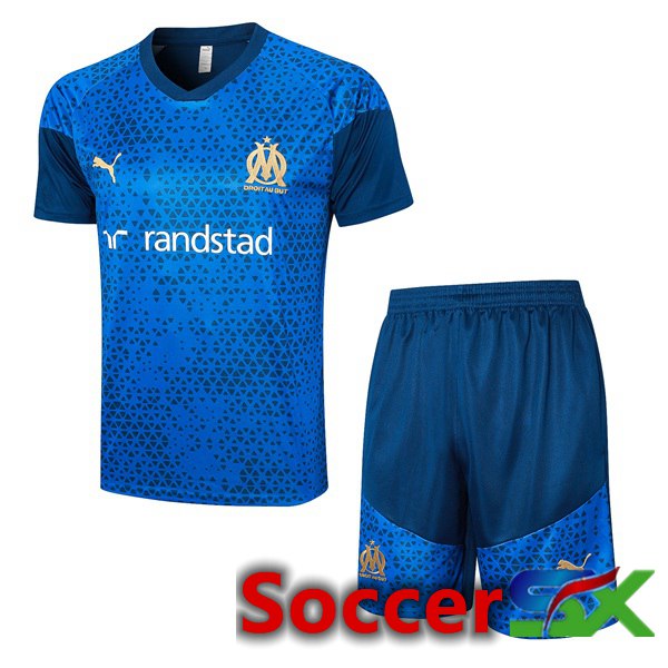 Marseille OM Training T Shirt + Shorts Blue 2023/2024