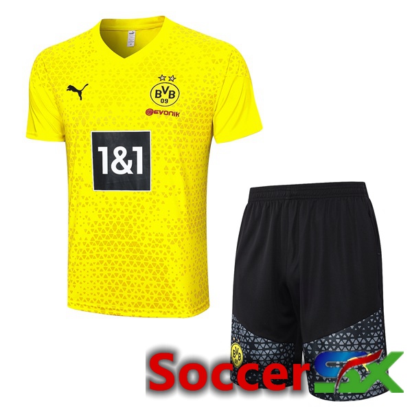 Dortmund BVB Training T Shirt + Shorts Yellow 2023/2024