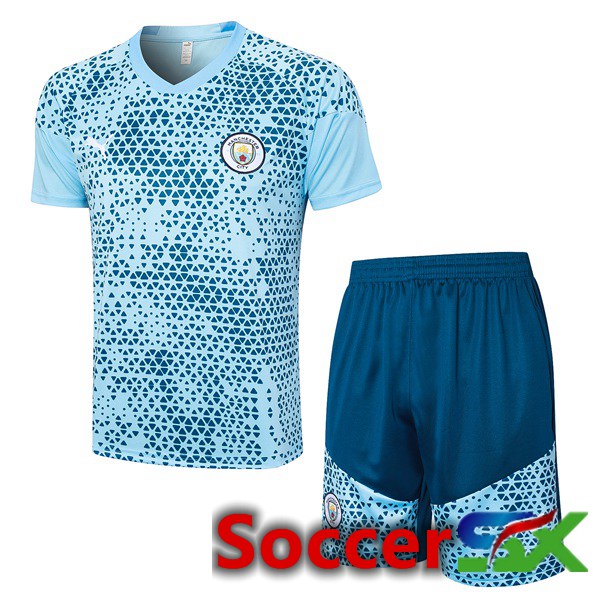 Manchester City Training T Shirt + Shorts Blue 2023/2024