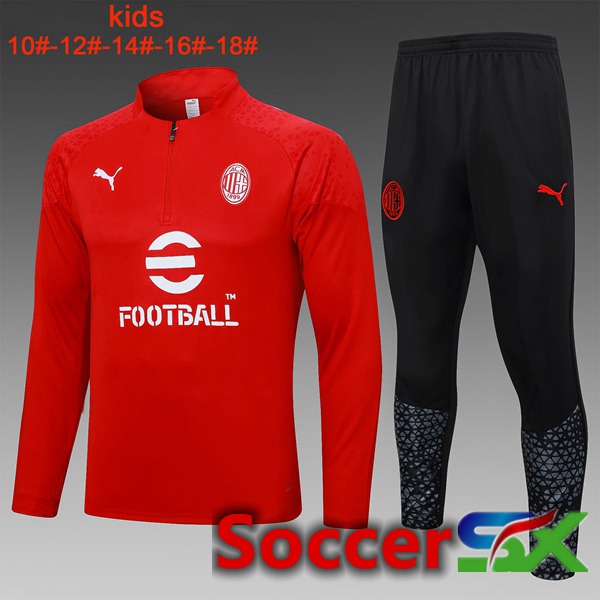 AC Milan Kids Training Tracksuit Suit Red 2023/2024