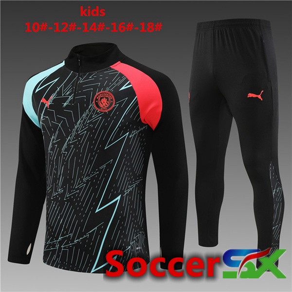 Manchester City Kids Training Tracksuit Suit Black 2023/2024