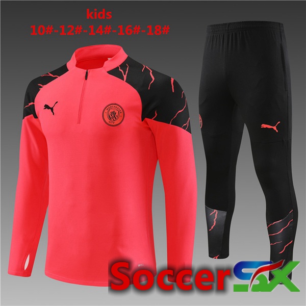 Manchester City Kids Training Tracksuit Suit Red 2023/2024