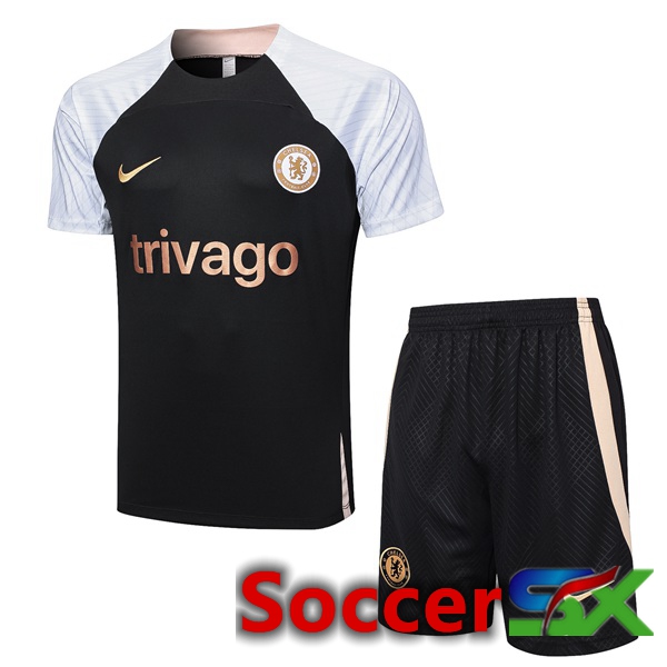 FC Chelsea Training T Shirt + Shorts Black 2023/2024