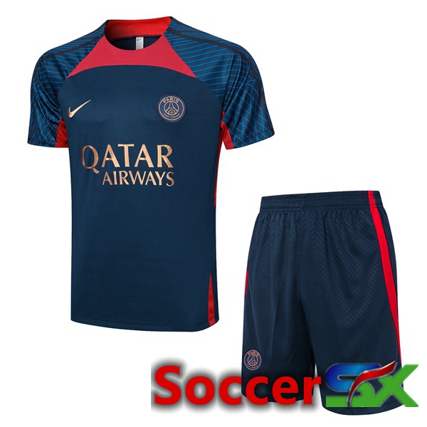 Paris PSG Training T Shirt + Shorts Royal Blue 2023/2024