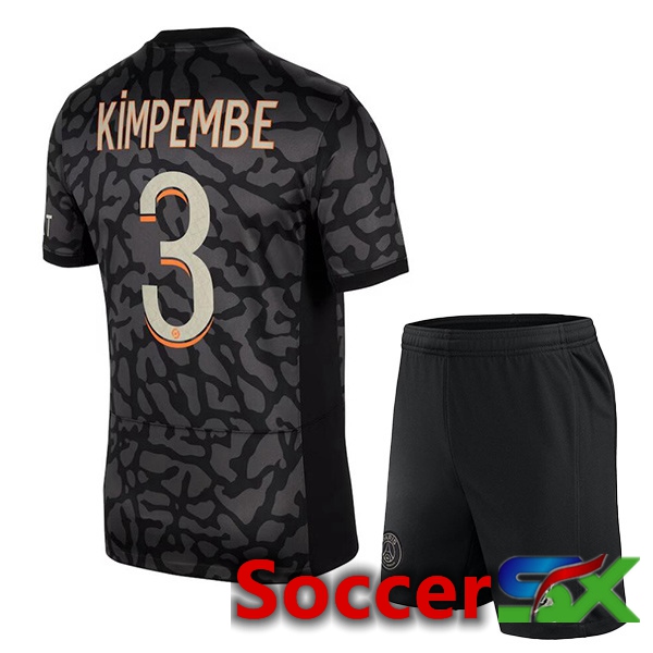 Paris PSG (Kimpembe 3) Kids Soccer Jersey Third Black 2023/2024