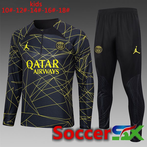 Paris PSG Kids Training Tracksuit Suit Black 2023/2024
