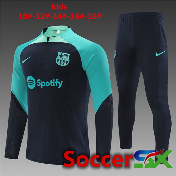FC Barcelona Kids Training Tracksuit Suit Royal Blue Green 2023/2024