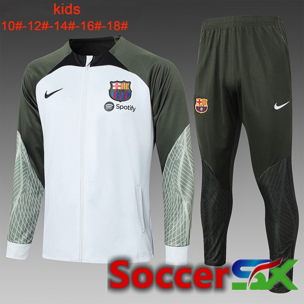 FC Barcelona Kids Training Tracksuit Suit White Green 2023/2024