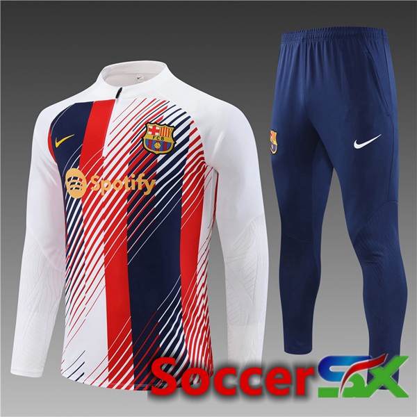 FC Barcelona Kids Training Tracksuit Suit White Red Blue 2023/2024