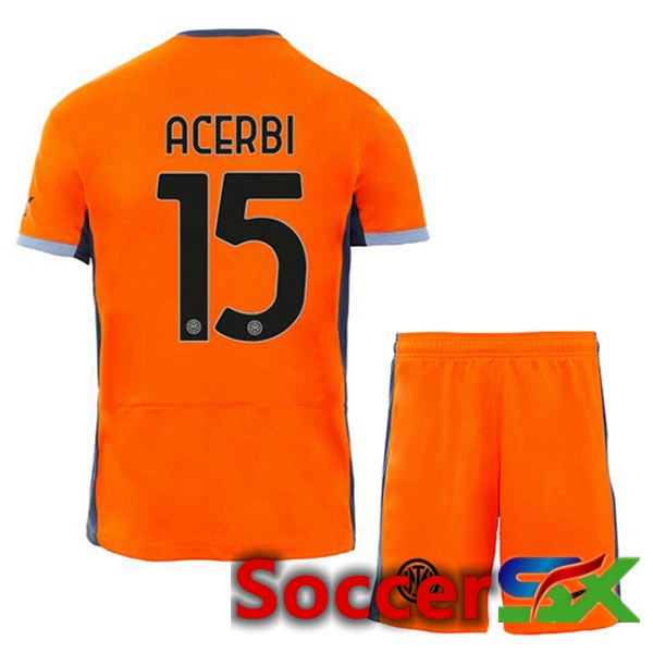 Inter Milan (ACERBI 15) Kids Soccer Jersey Third Orange 2023/2024