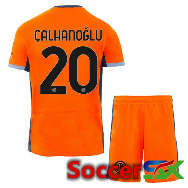 Inter Milan (ÇALHANOĞLU 20) Kids Soccer Jersey Third Orange 2023/2024